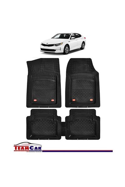 TEAMCAR ® Car Mats Kia Optima JF (2015-2020) - Black - Durable Rubber Tray Type