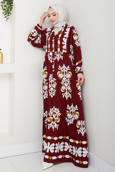 InStyle Flowy Casual Floral Viscose Dress Red