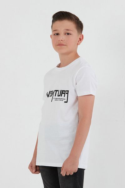 Fulla Moda Αγορικό μπλουζάκι με στάμπα Adventure Text από 100% βαμβάκι