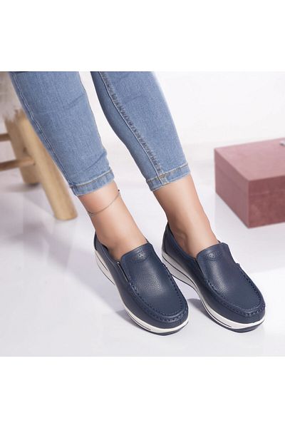MODA STİL Savannah casual shoes, natural leather, blue, 36