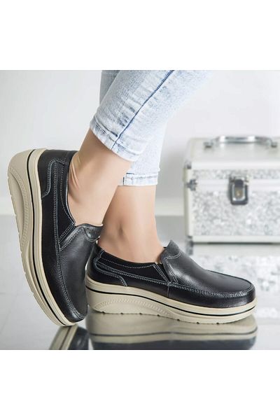 MODA STİL Jessica platform shoes black genuine leather, 37