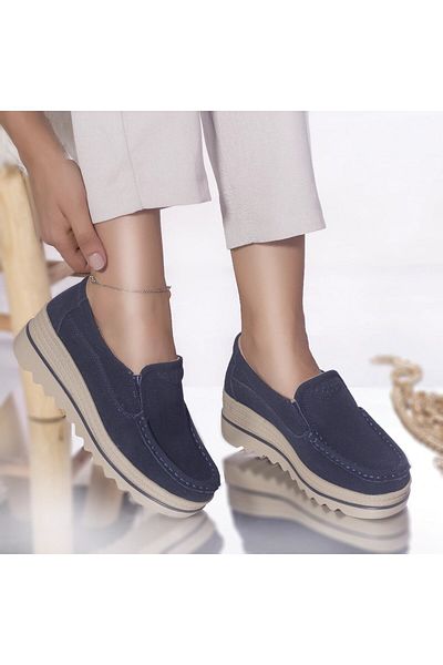MODA STİL Khadye platform shoes, blue suede, 40