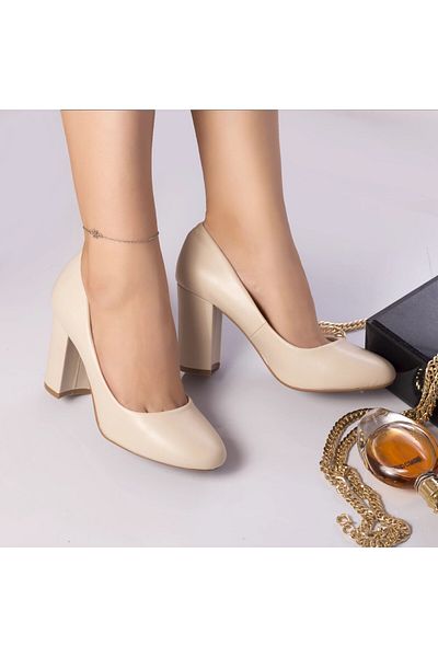 MODA STİL Zhin high heel shoes, beige eco-leather, 38