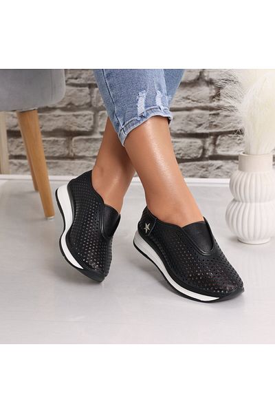 MODA STİL Women's casual shoes in black genuine leather Watifa, 35