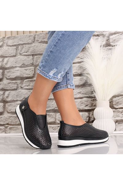 MODA STİL Women's casual shoes in black genuine leather Watifa, 35