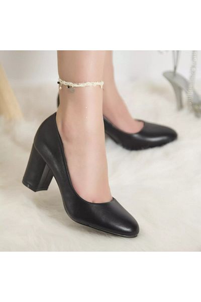 MODA STİL Emily black eco-leather high-heeled shoes, 37