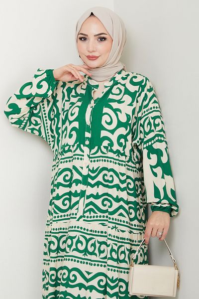 InStyle Authentic Bohemian Viscose Dress Green
