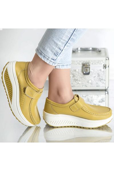 MODA STİL Tiffany yellow platform shoes, genuine leather, 36