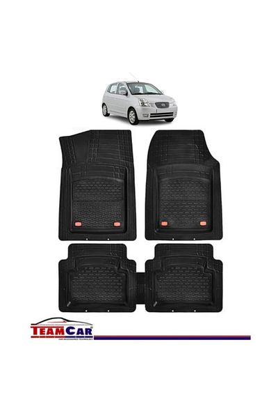 TEAMCAR ® Car Mats Kia Picanto BA (2004-2011) - Black - Durable Rubber Tray Type