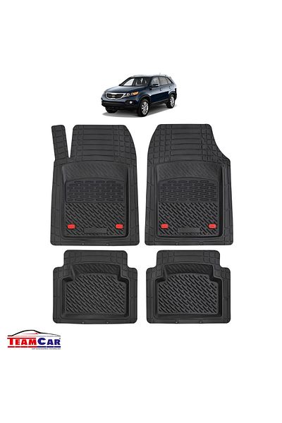 TEAMCAR ® Car Mats Kia Sorento Xm (2009-2014) - Black - Durable Rubber Tray Type