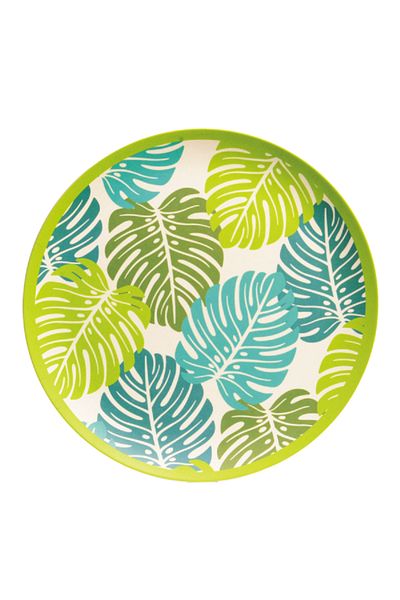 Parfait Leaf Print Bamboo Fibre Round Dining Plate Multicolor 25cm