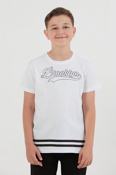 Fulla Moda Αγόρι μπλουζάκι με στάμπα Brooklyn από 100% βαμβάκι