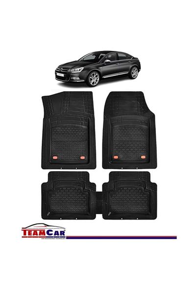 TEAMCAR ® Car Mats Tray Type Compatible Citroen C5 II (2008-2017) Black Durable Material