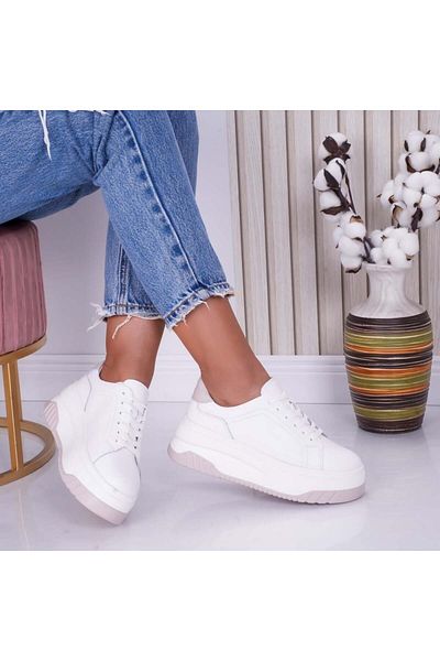 MODA STİL Women's casual shoes White-Purple made of natural leather Dya, 38