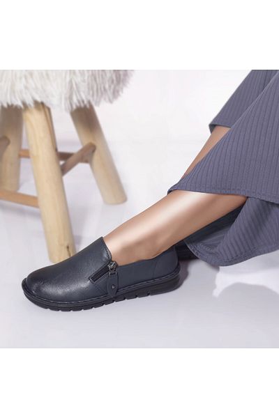 MODA STİL Casual shoes moccasins aza blue eco-leather, 36