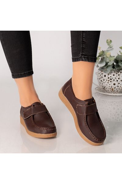 MODA STİL Women's casual brown leather shoes chloly, 37