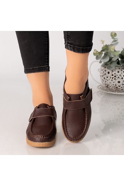 MODA STİL Women's casual brown leather shoes chloly, 37
