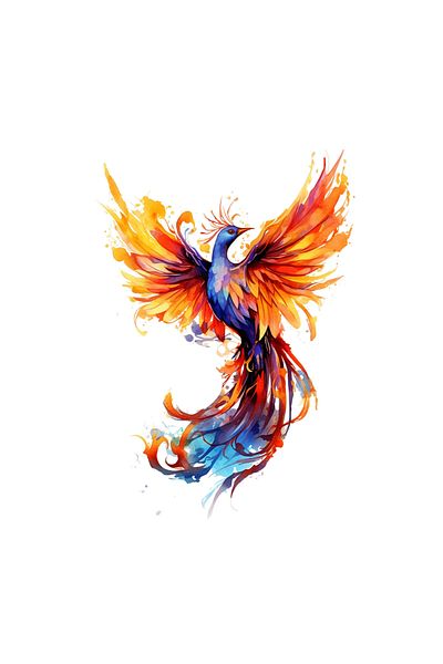 INOVATIX Set de 8 bucăți, autocolant pasărea Phoenix curcubeu, INOVATIX®. 6 cm