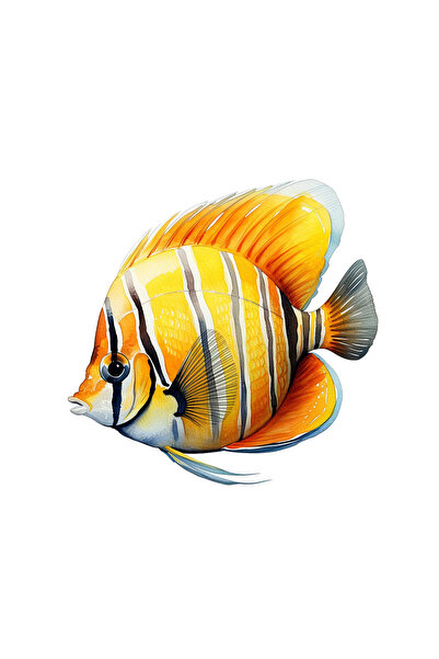 INOVATIX Set de 8 bucăți, autocolant pește fluture galben, INOVATIX®. 6 cm