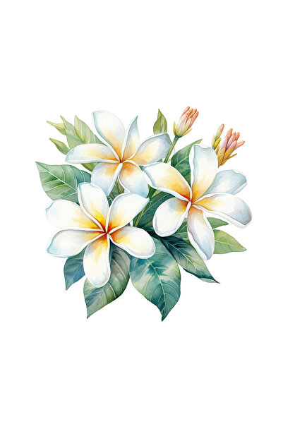 INOVATIX Set de 8 bucăți, autocolant plumeria albă, INOVATIX®. 6 cm