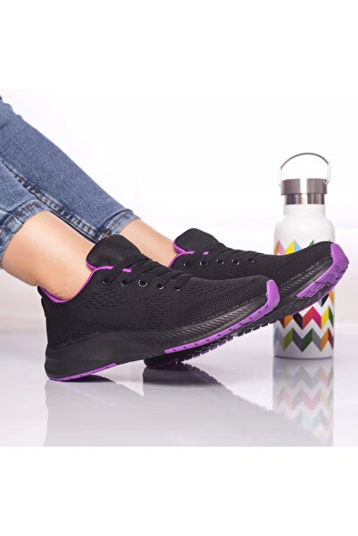 OEM Adidași Cezara din material textil negru-violet, mărimea 40