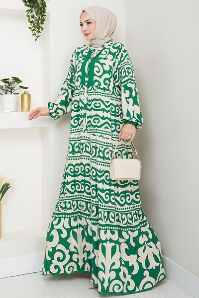InStyle Authentic Bohemian Viscose Dress Green