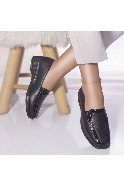 MODA STİL Casual shoes loafers dada black eco-leather, 36