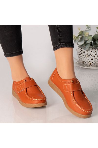 MODA STİL Women's casual shoes, orange, natural leather, chloly, 37