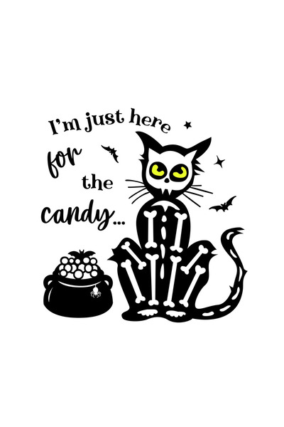 INOVATIX Set de 8 piese, autocolant pisică schelet Sunt aici doar pentru bomb...