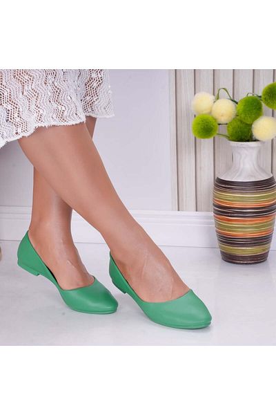 MODA STİL Women's green ballet flats made of eco-leather Nety, 35