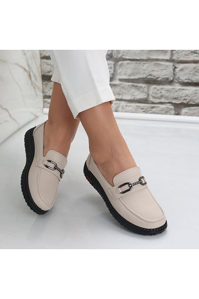 MODA STİL Women's casual shoes Beige made of ecological leather siham, 36