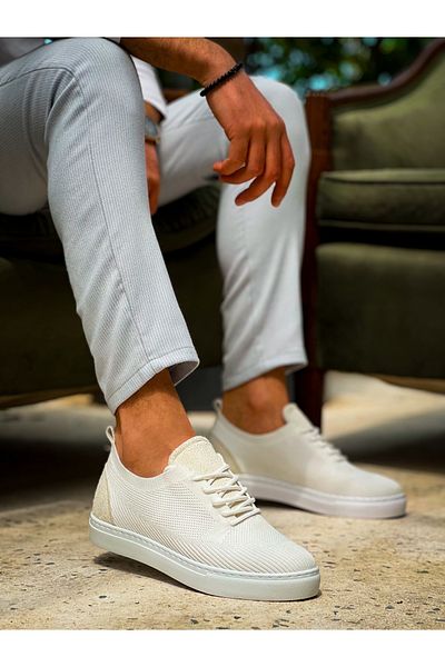 EBRUS TREND Et-Kb-101 White Knitwear Lace-Up Casual Men's Shoes