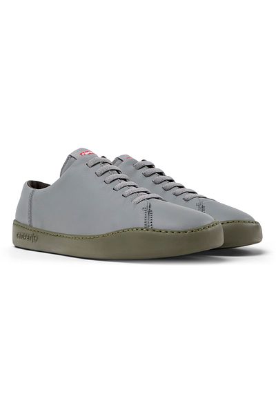 CAMPER Men's Gray Genuine Leather Lace-Up Sneakers Soft Sole Walking Shoes PeuTouring