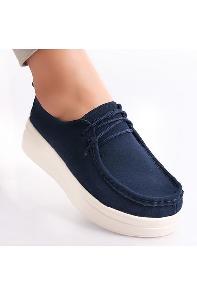 MODA STİL Women's casual shoes Navy Blue made of genuine suede leather Derina, 41