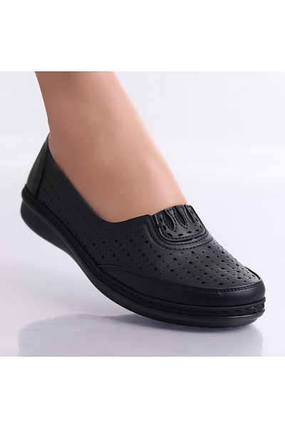 MODA STİL Women's Casual Black Shoes Made of Aluran Eco-Leather, 39
