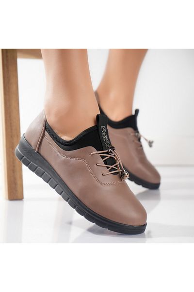 MODA STİL Women's casual Khaki shoes made of Nola Eco-leather, 36