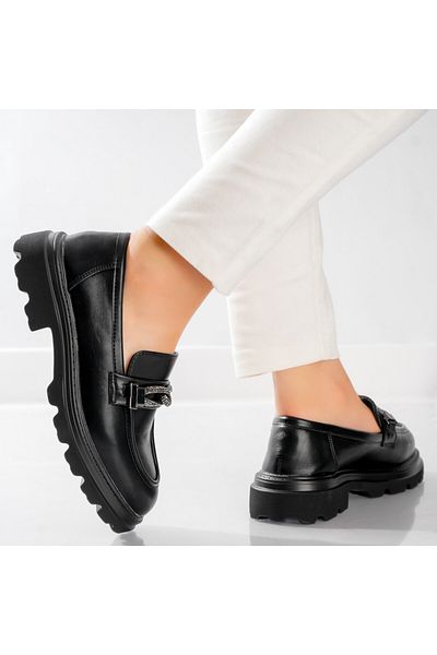 MODA STİL Women's Casual Shoes Black Made of Ecological Leather Gesa, 38