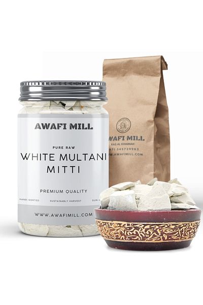 AWAFI MILL White Multani Mitti | Natural Fuller’s Earth Clay Stones - (Bottle of 100 gram / 3.5 Oz)
