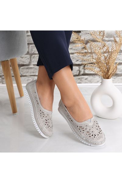 MODA STİL Women's Casual Shoes Grey Made of Genuine Leather Iliana, 36