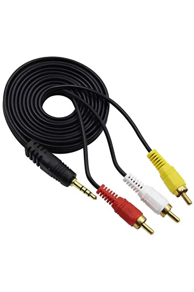 SpeedUF 3.5mm to 3xRCA AV Kablo 1.5m Uzun Jackli Ses Görüntü Kablosu TV Discman