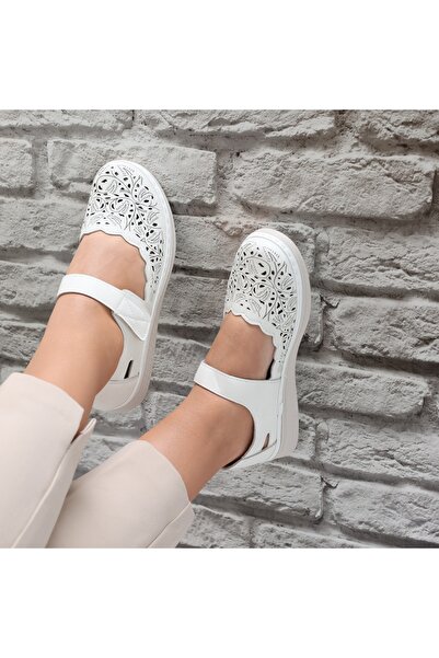 OUGE Pantofi sport damă din piele ecologică albă Blaymi, 41