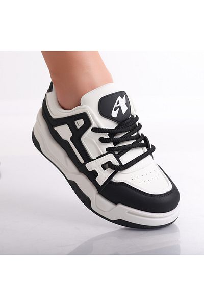 MODA STİL Women's Sneakers WHITE/Black Made of Ecological Leather Yuridia, 41