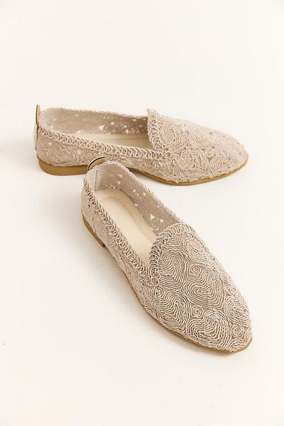 Raneel Kazançlı Alışveriş Knitted Model Women's Ballerina Shoes Beige