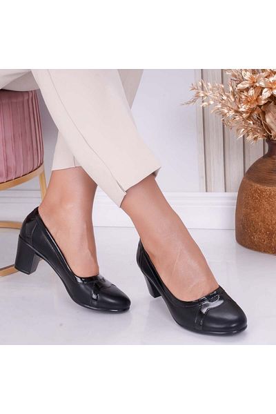 MODA STİL Women's Black Heeled Shoes Made of Ecological Leather Inez, 38