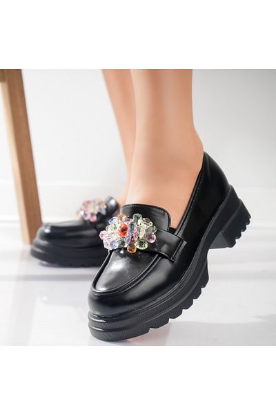 MODA STİL Women's Casual Black Shoes Made of Ecological Leather Proda, 37