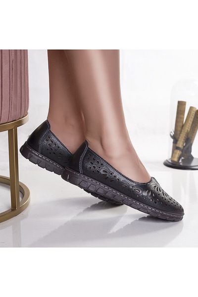MODA STİL Women's casual black shoes made of genuine leather opilo, 40