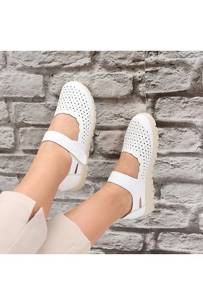MODA STİL Women's Casual White Shoes Made of Eco-Leather Ramisa, 39