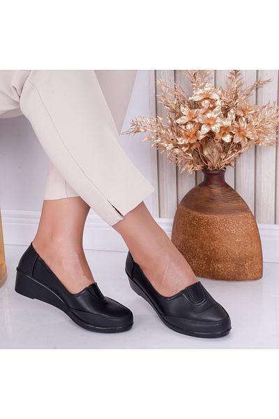 MODA STİL Women's Black Platform Shoes Made of Eco-Leather Anely, 39