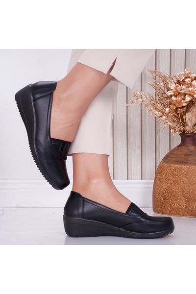 MODA STİL Women's Casual Black Shoes Made of Norica Ecological Leather, 40