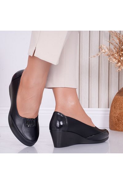 MODA STİL Women's Black Platform Shoes Made of Eco-Leather Esra, 36